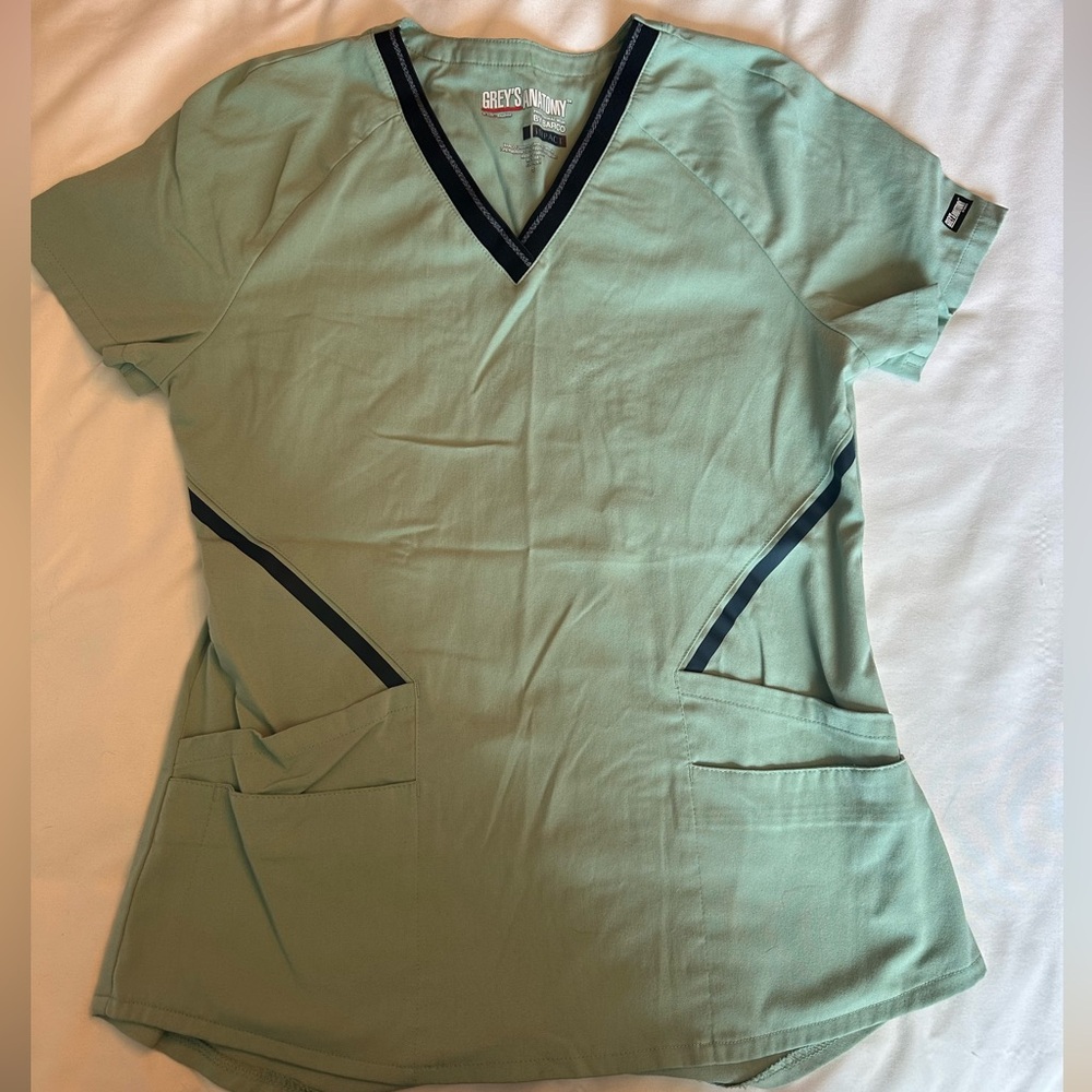 Light green Greys Anatomy scrub top